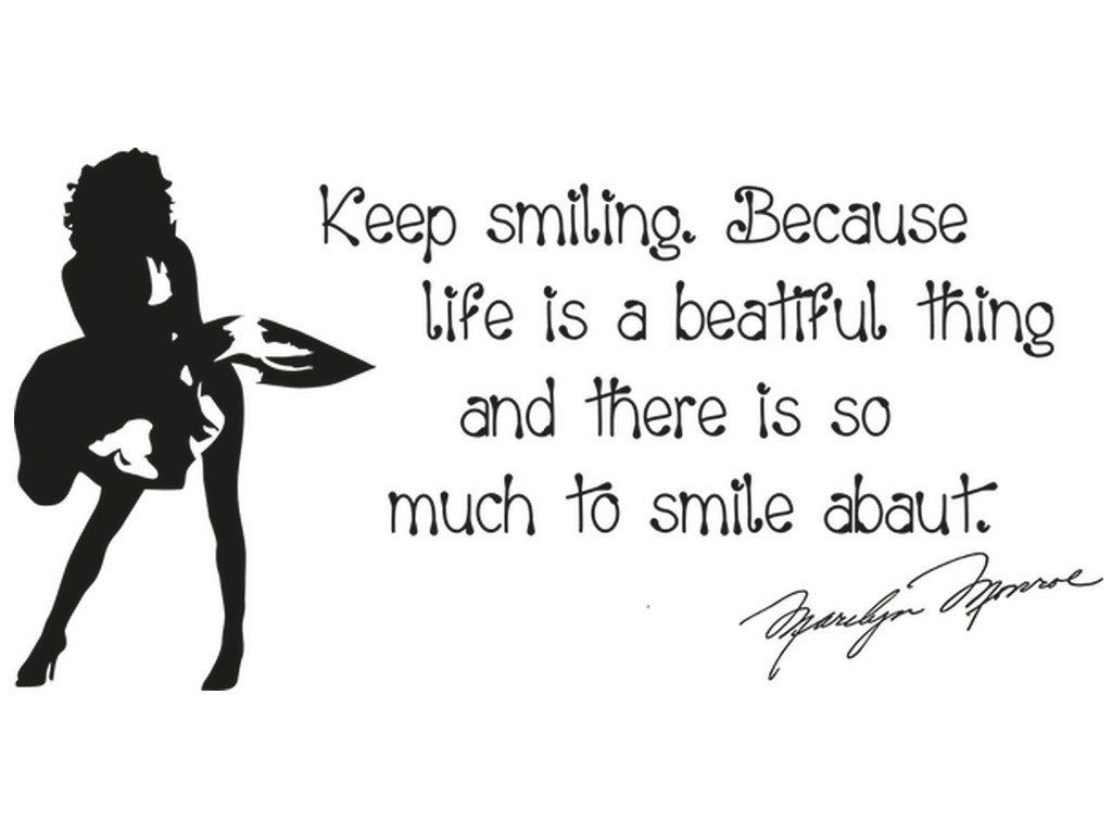 Cytaty, Keep smiling, Naklejka ścienna, 200x100 cm