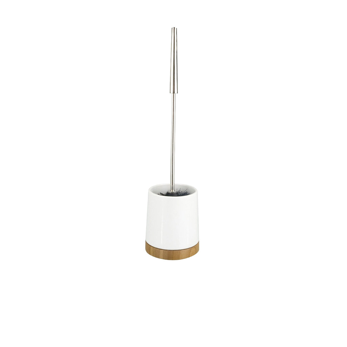 Wenko Pojemnik na szczotkę + szczotka WC Bamboo Bath, biały, 11x44 cm