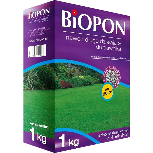 Biopon Nawóz długo działający do trawnika, karton 1kg, marki