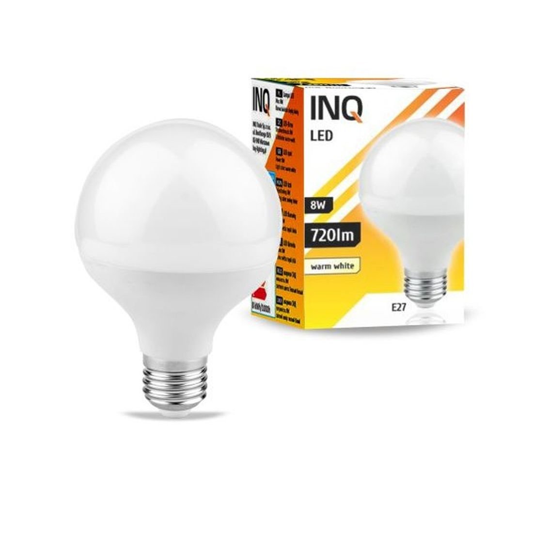 INQ Żarówka LED Deco Glob LDG040WW, E27, 8 W