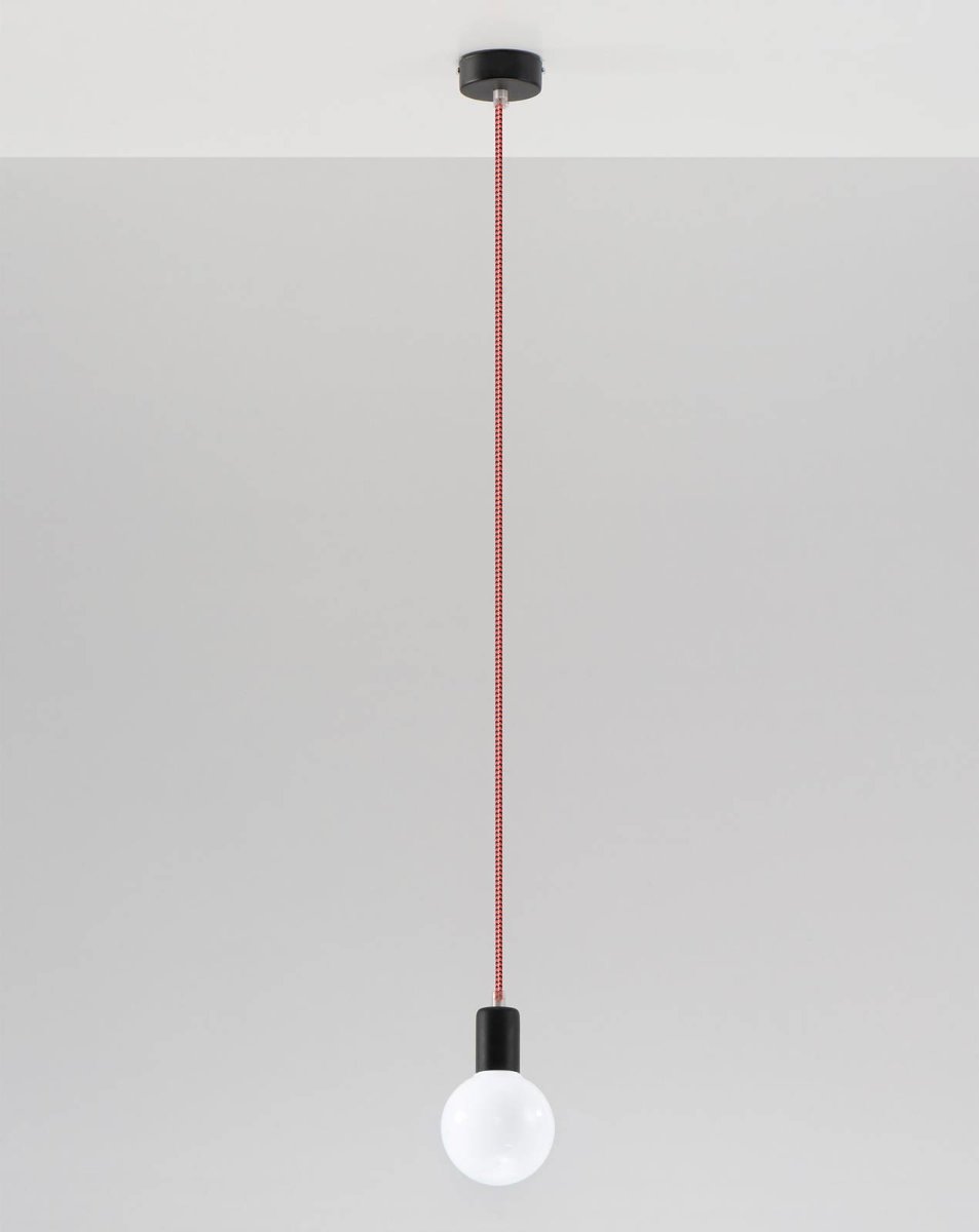 Фото - Люстра / світильник Sollux Lampa sufitowa wisząca z serii Retro & Loft: Edison E27 - Czarno – czerwon 