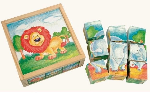 Bino Puzzle kostki dzikie zwierzęta 84174