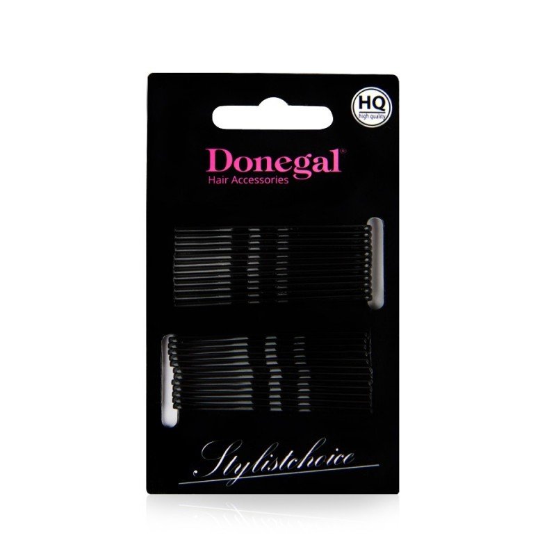 Donegal, wsuwki do włosów, czarne, 24 szt.