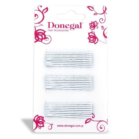 Donegal, wąskie wsuwki do włosów, białe, 24 szt.