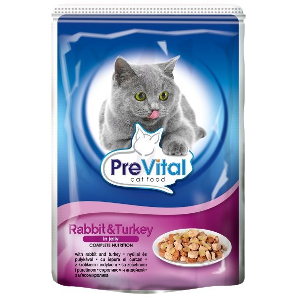 Karma dla kota PREVITAL Indyk i królik w galaretce, saszetka, 100 g.