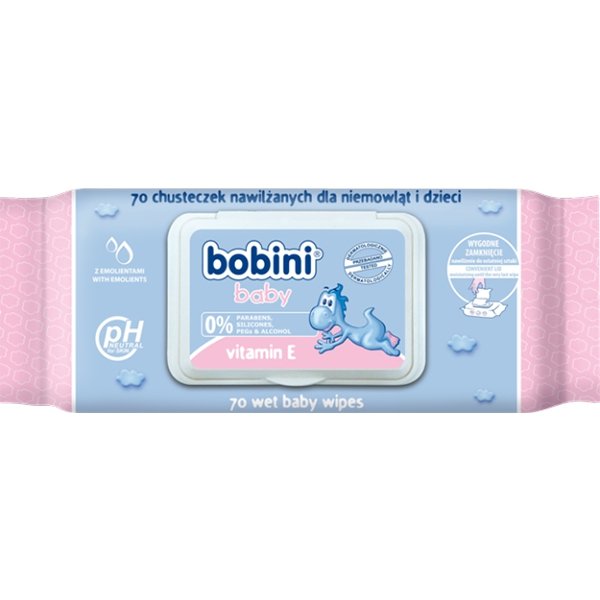 Bobini Bobini Baby chusteczki nawilżane dla dzieci i niemowląt z witaminą E 70 szt
