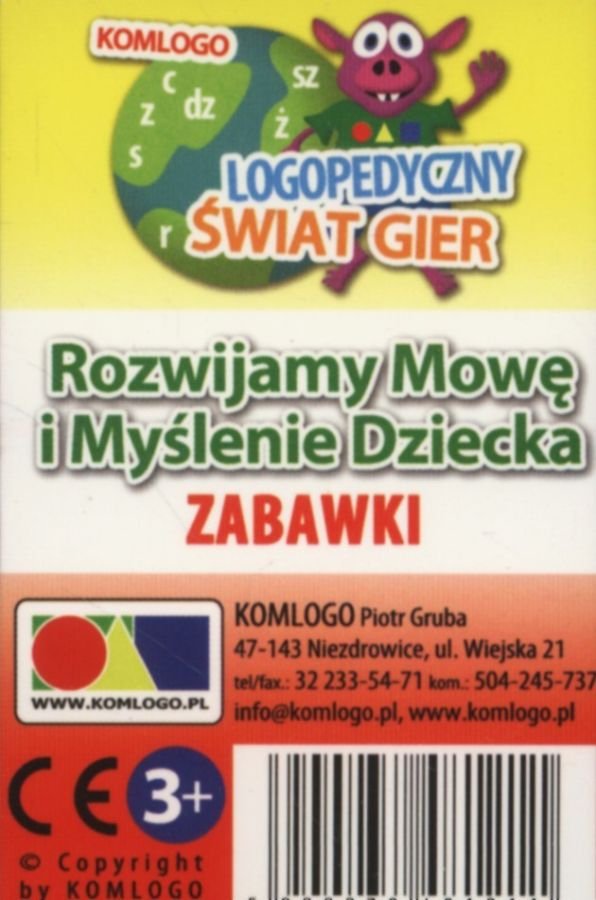 Komlogo Komlogo, karty logopedyczne, Rozwijamy mowę i myślenie dziecka, Zabawki