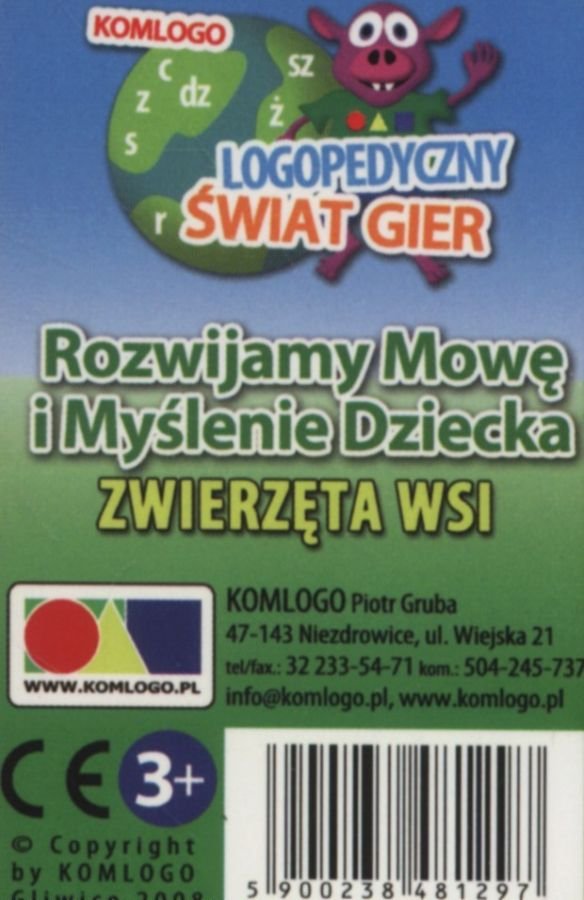 Komlogo Komlogo, karty logopedyczne, Rozwijamy mowę i myślenie dziecka, Zwierzęta wsi