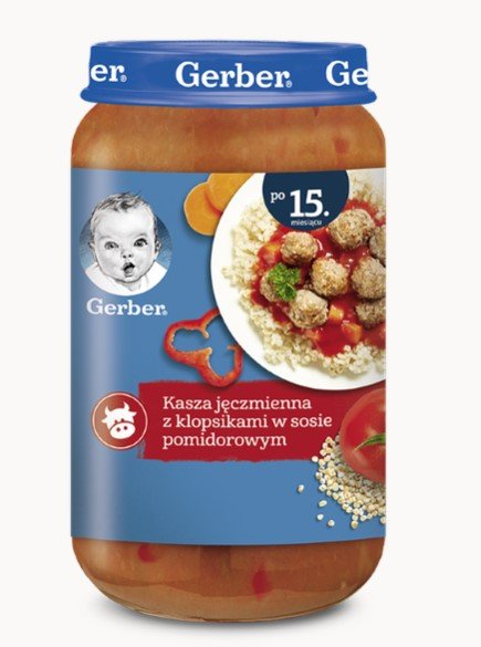 Gerber Junior, Kasza jęczmienna z klopsikami w sosie pomidorowym, 250 g