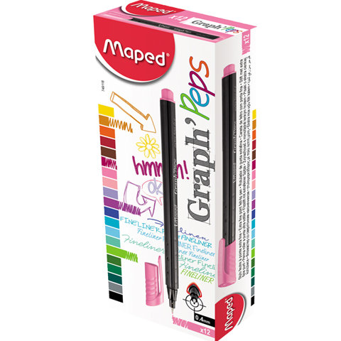 Maped 749118 Graph Peps Fineliner  Lovely różowa (12 sztuk) 749118