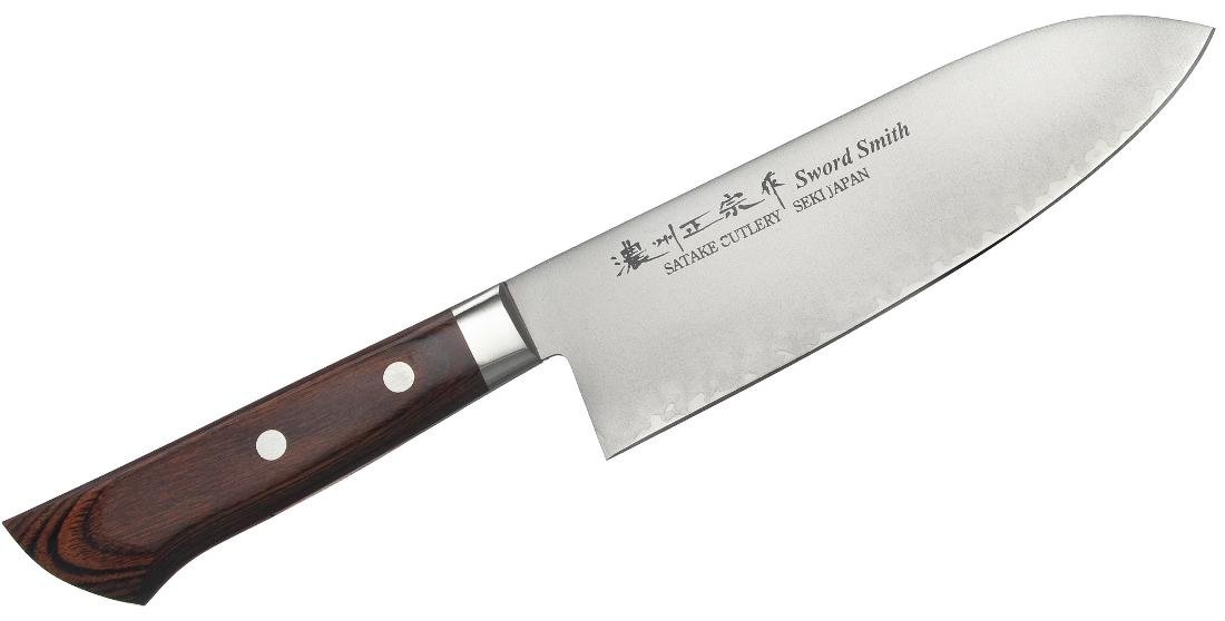 Satake Japoński Nóż kuchenny Santoku Satake Unique Clad mahoń 17cm 801-133