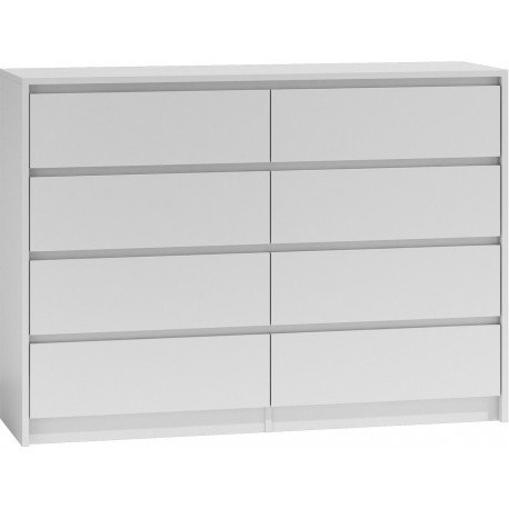 Topeshop Komoda szafka KARO, 8 szuflad, biała, 138x40x97 cm