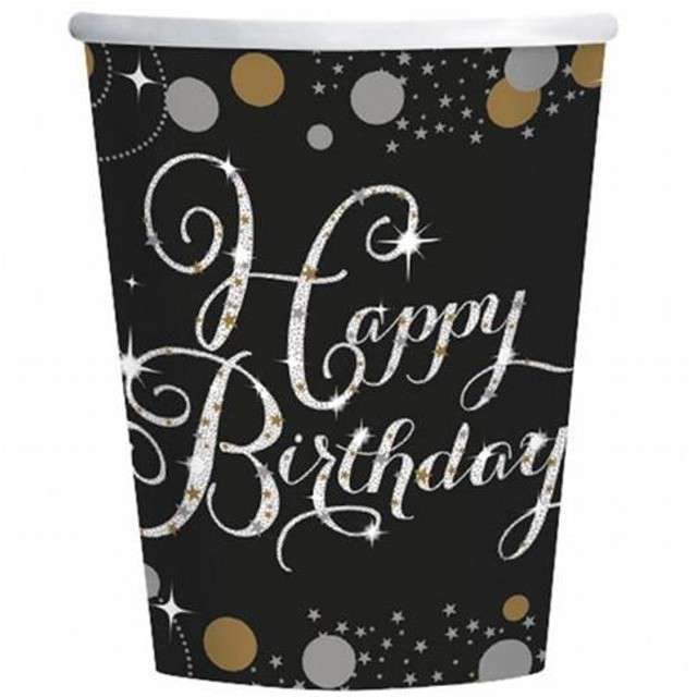 Amscan Kubeczki, Happy Birthday, złoto, 8 sztuk