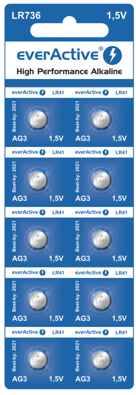 EverActive Bateria Pastylkowa G3 LR736 LR41 Lithium Battery 1,5v 10szt