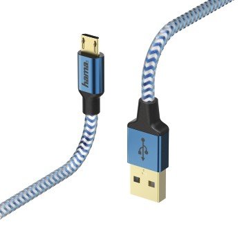 Hama Kabel micro USB Reflected 1.5M Niebieski 1.5M