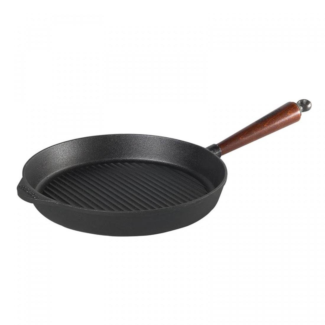 Skeppshult Patelnia grillowa okrągła 28 cm, drewniana rączka 0028T