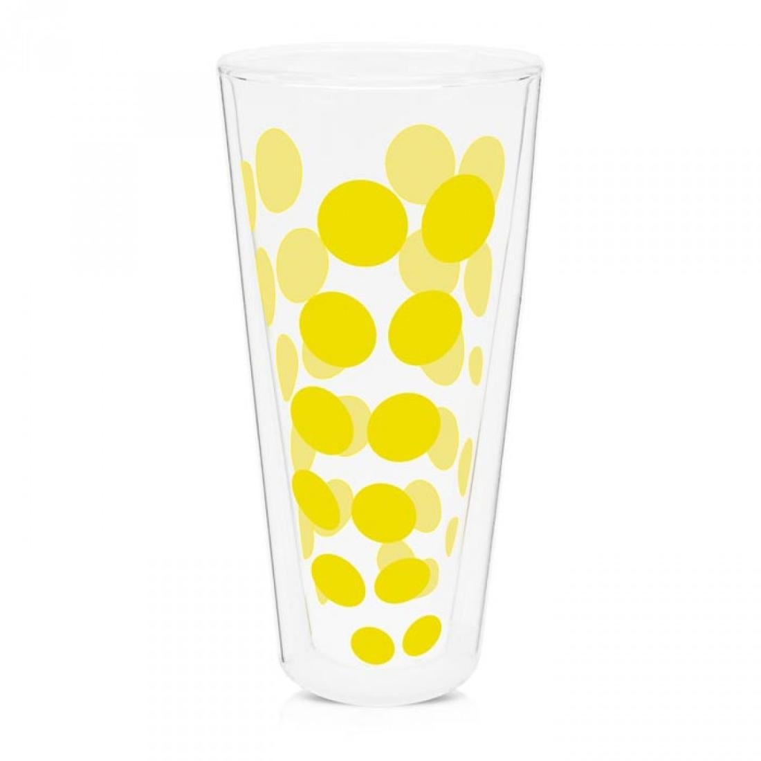 Wysoka szklanka z podwójnymi ściankami Zak! Designs Dot, żółta, 350 ml