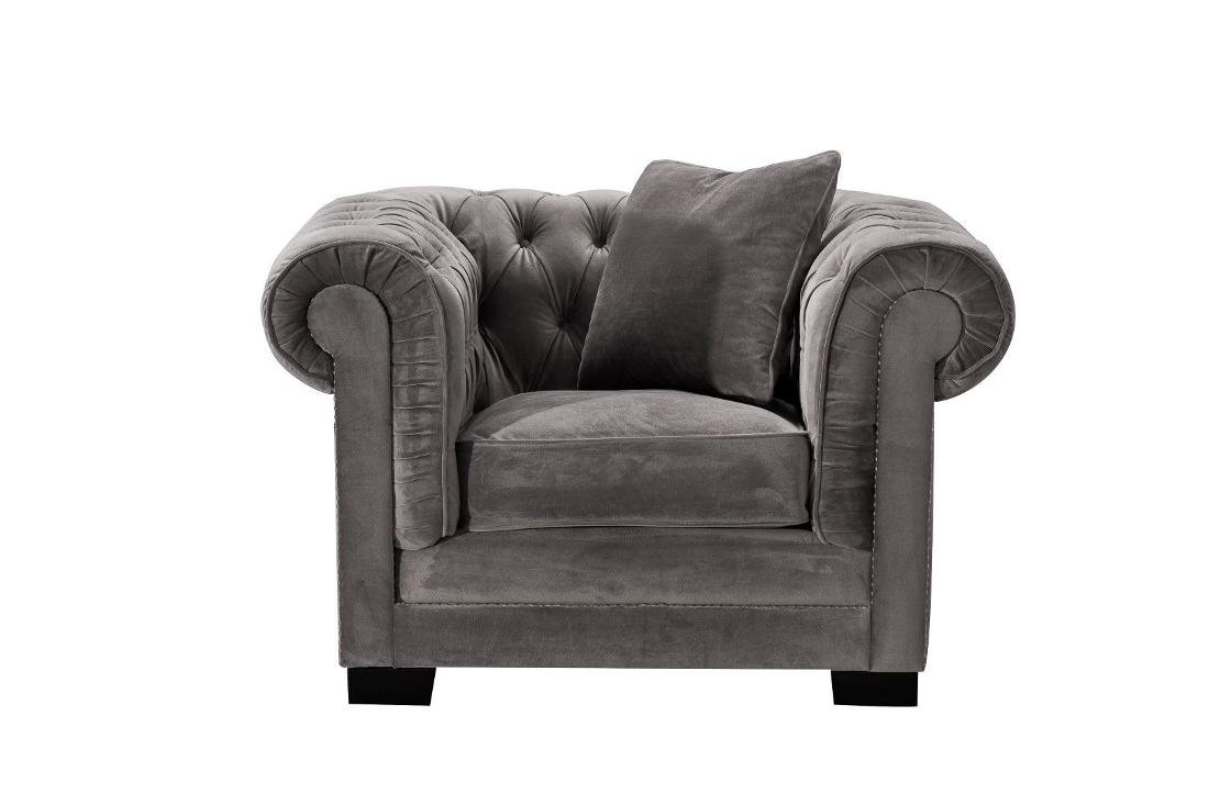 Dekoria Fotel Chesterfield Classic Velvet Dark Grey 118x96x77cm 118x96x77cm 006-497