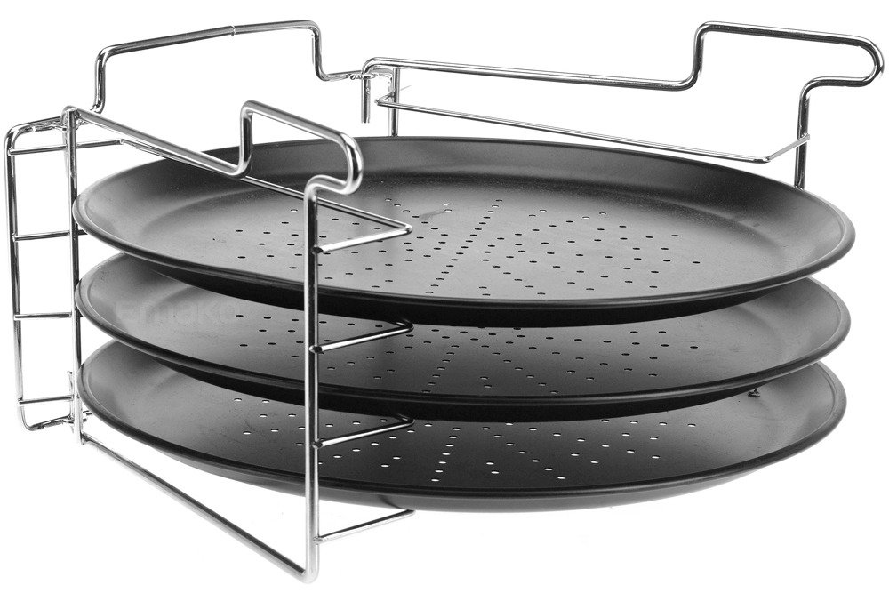 EH Excellent Houseware Zestaw do pieczenia pizzy 3 metalowe blaszki + stojak 8711295789243