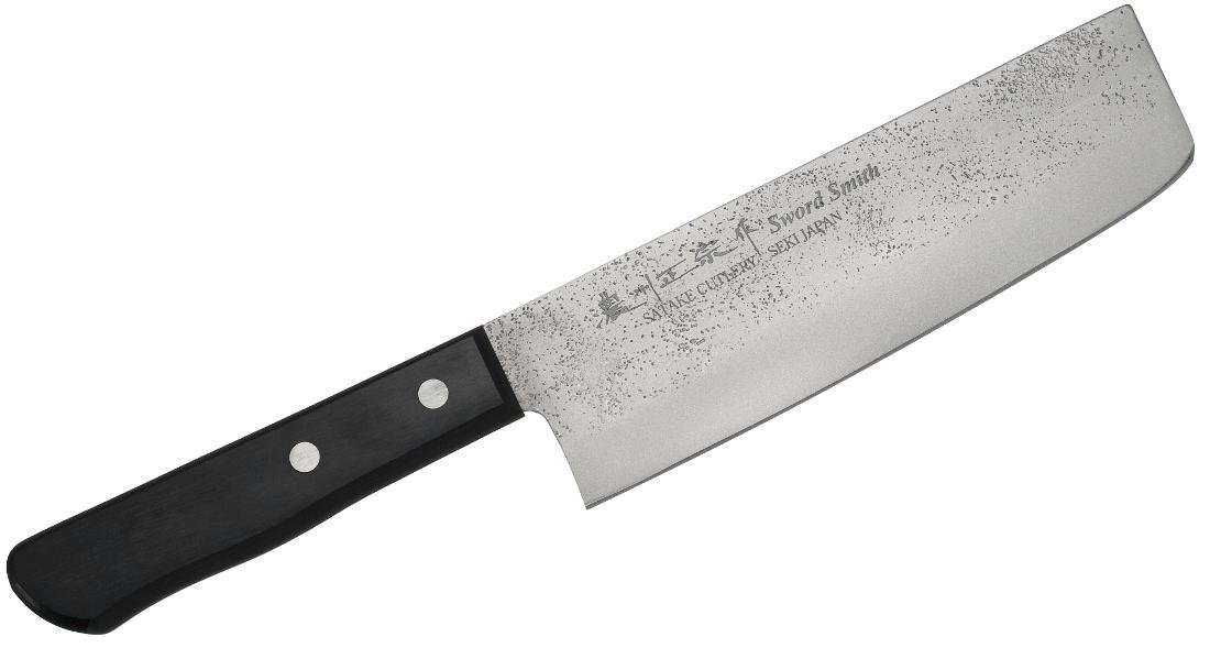 Satake Nóż kuchenny do ziół i warzyw Nakiri Satake Nashiji Black Pakka 16cm 801-720
