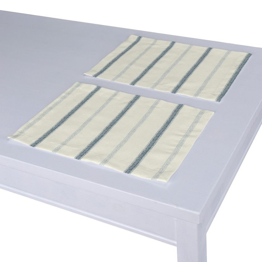 Dekoria pl pl Podkładka 2 sztuki ecru tło niebieskie paski 40 x 30 cm Avinon 403-129-66
