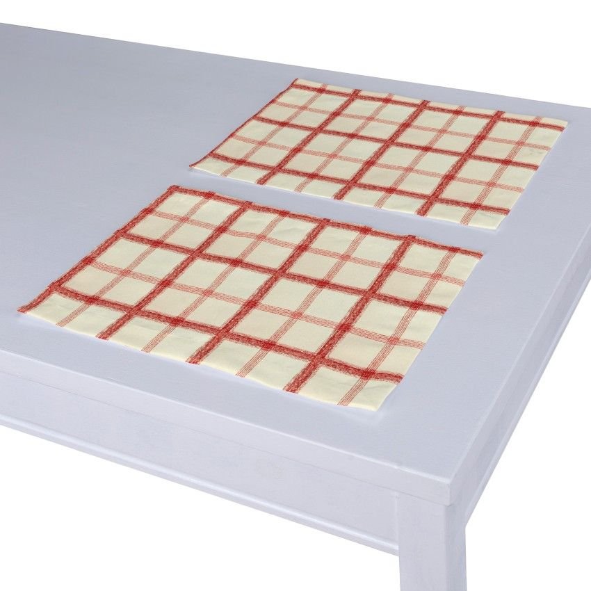 Dekoria pl pl Podkładka 2 sztuki ecru tło czerwona kratka 40 x 30 cm Avinon 403-131-15