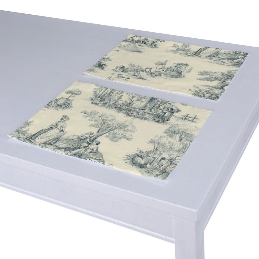 Dekoria pl pl Podkładka 2 sztuki tło ecru niebieskie postacie 40 x 30 cm Avinon 403-132-66