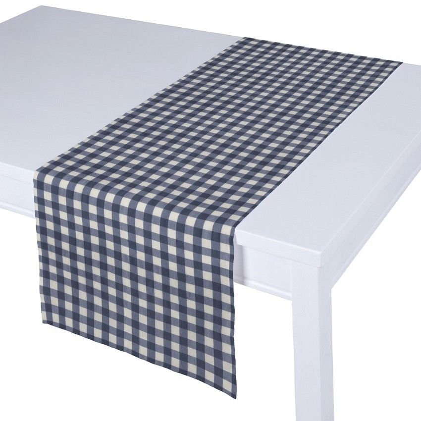 Dekoria pl pl Bieżnik prostokątny granatowo biała kratka 1,5x1,5cm) 40 × 130 cm Quadro 410-136-01