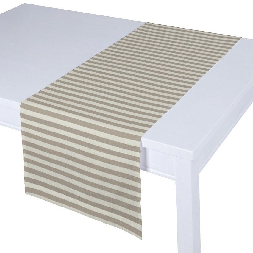 Dekoria pl pl Bieżnik prostokątny beżowo białe pasy 1,5cm) 40 × 130 cm Quadro 410-136-07