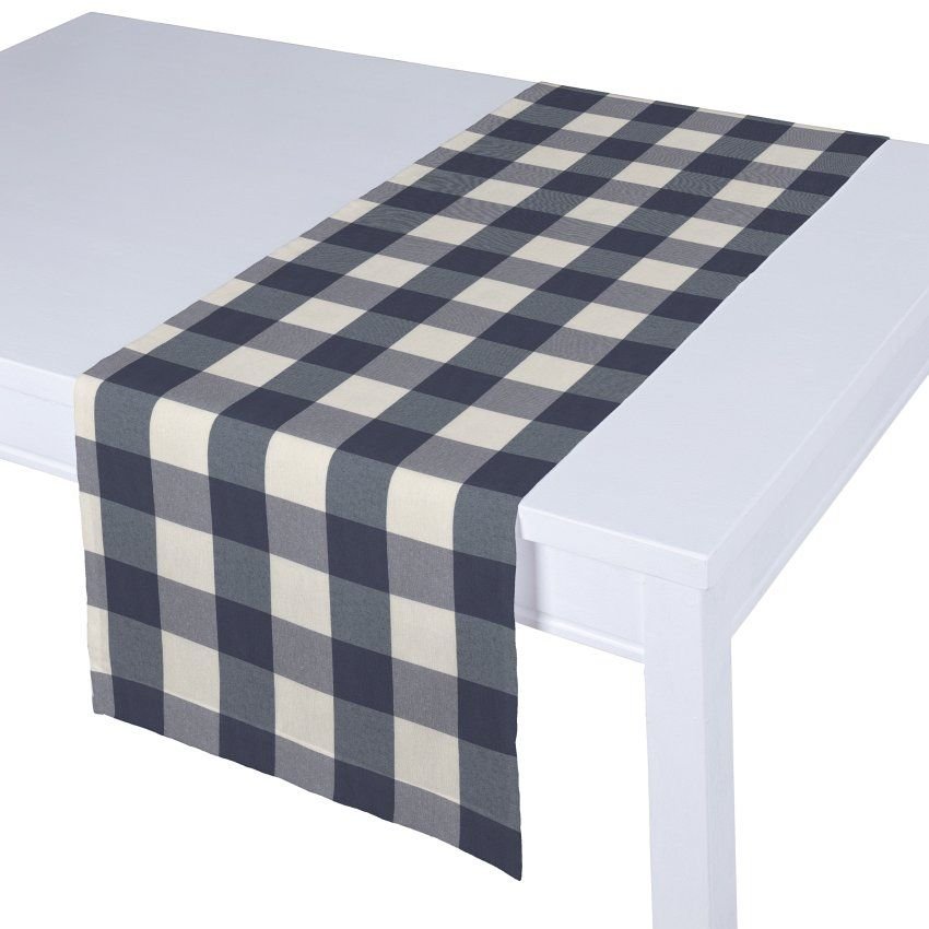 Dekoria pl pl Bieżnik prostokątny granatowo biała krata 5,5x5,5cm) 40 × 130 cm Quadro 410-136-03