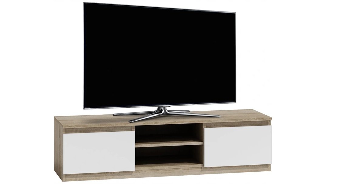 Topeshop Szafka RTV, dąb sonoma-biały, 140x40x36 cm