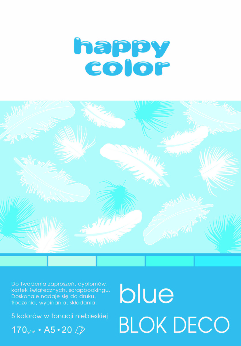 Happy Color Blok Deco Blue A5,,20art.170g,5kol.10szt w op. 1520-032 .