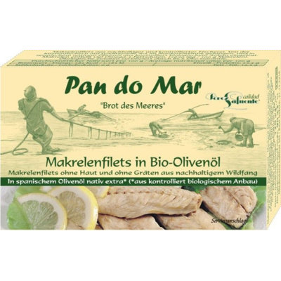 Pan Do Mar (rybołóstwo zrównoważone) MAKRELA W BIO OLIWIE Z OLIWEK 120 g - PAN D