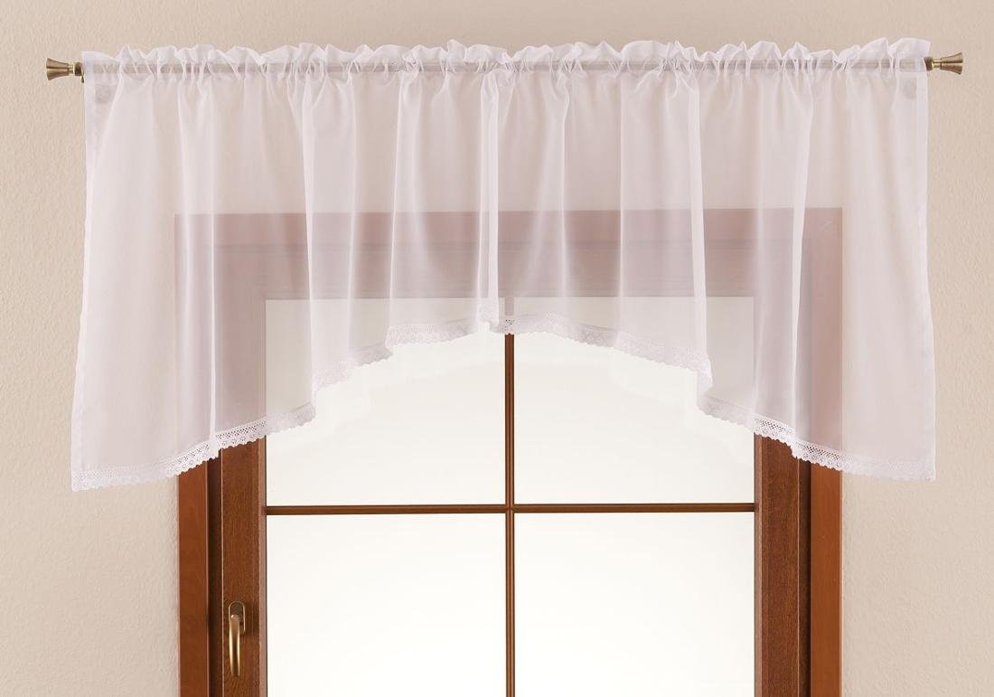 Lambrekin łuk z koronką Lily Woale biały, 250x80 cm