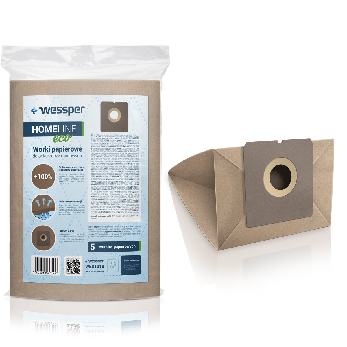 WESSPER Worki papierowe do odkurzaczy Sencor WES1018 HomeLine, 5 szt.
