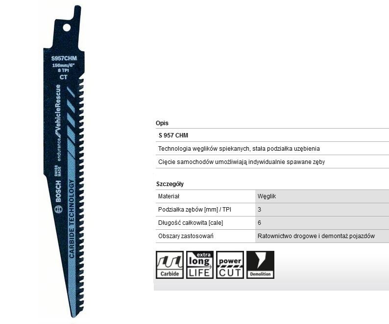 Bosch Brzeszczot BOSCH do piły szablastej vehicle rescue s957chm 150 mm