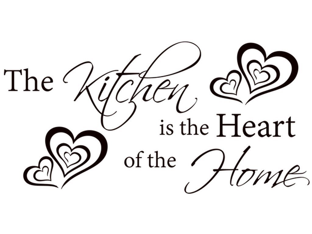 Cytaty, The kitchen is the heart, Naklejka ścienna wielokrotnego użytku, 100x50 cm