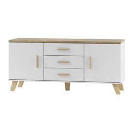 High Glossy Furniture Komoda Livorno z szufladami, biało-beżowa, 150x69x45 cm