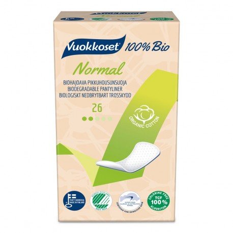 Vuokkoset VUOKKOSET 100% Bio Normal Pantyliner 26 szt.) wkładki higieniczne panty