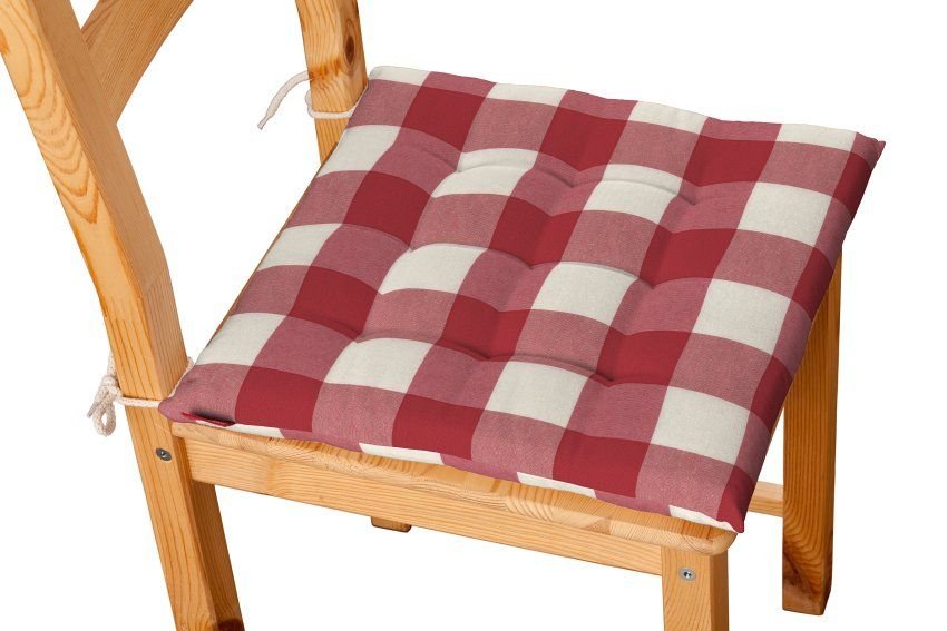 Dekoria Siedzisko Karol na krzesło czerwono biała krata 5,5x5,5cm) 40 × 40 × 3,5 cm Quadro 200-136-18