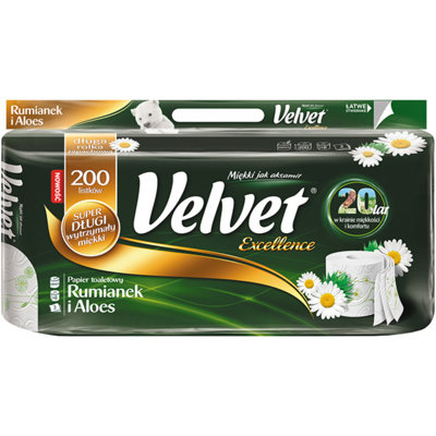 Velvet Care Papier toaletowy VELVET Excellence, rumianek i aloes, 8 szt.