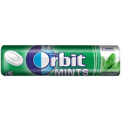 Wrigley, Orbit, Miętusy bez cukru, Spearmint Mints, 16 szt.