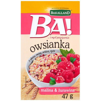 BAKALLAND BA! OWSIANKA Z MALINĄ I ŻURAWINĄ 47G zakupy dla domu i biura 24186