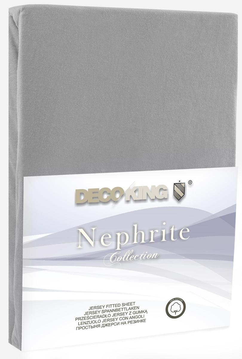 DecoKing Prześcieradło Jersey - Nephrite - Szary 120x200 cm