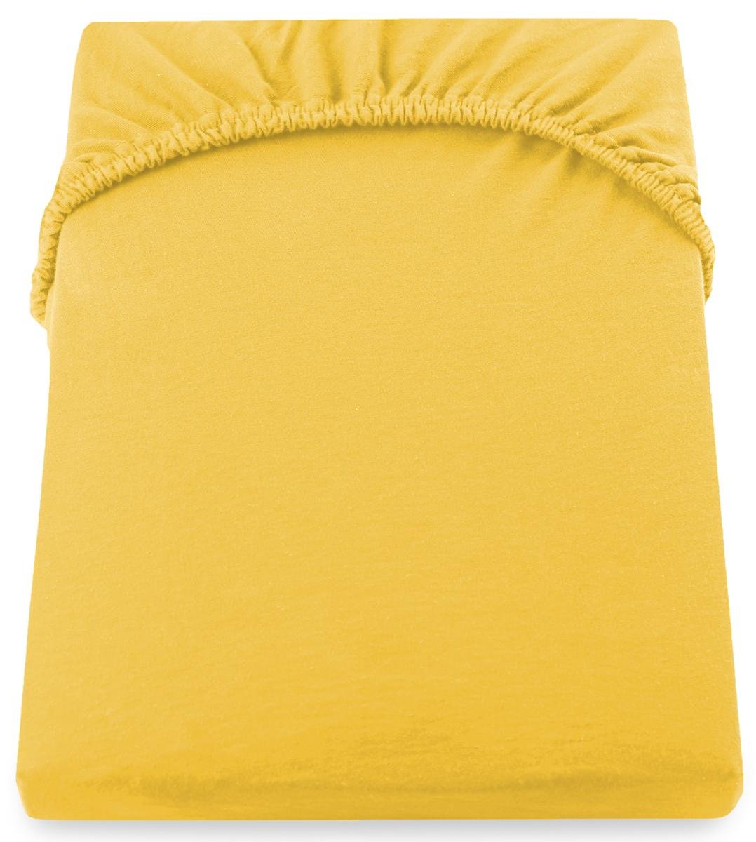 DecoKing Prześcieradło Jersey - Amber - Żółty 140x200 cm