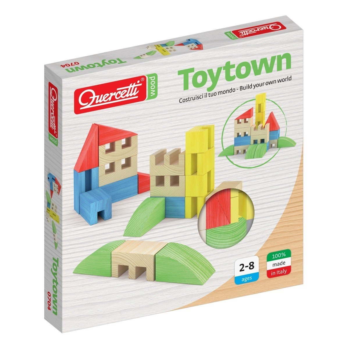 Quercetti Toytown, drewniane klocki