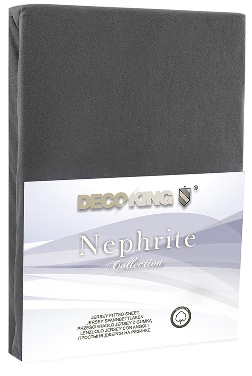 DecoKing DecoKing  Prześcieradło Jersey - Nephrite - Grafitowy 120x200 cm