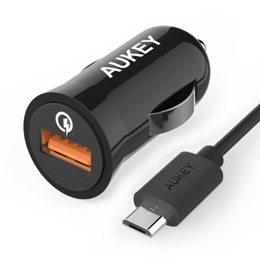 Aukey Ładowarka samochodowa 1xUSB Quick Charge 2.0 2.4A 18W CC-T5 5902666660060