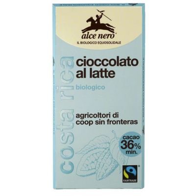 Fair Trade ALCE NERO CZEKOLADA MLECZNA BIO 100 g - ALCE NERO