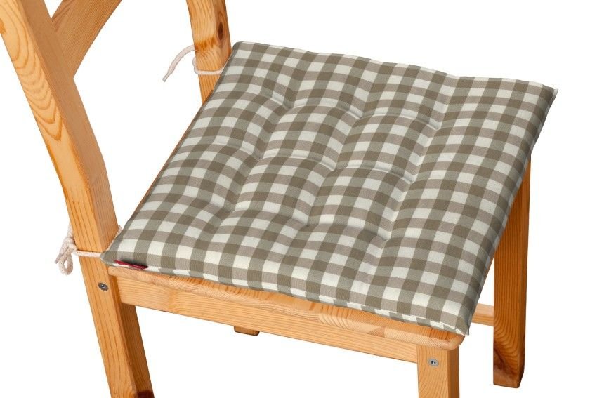 Dekoria Siedzisko Karol na krzesło beżowo biała kratka 1,5x1,5cm) 40 × 40 × 3,5 cm Quadro 200-136-06